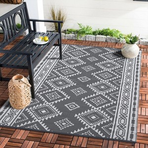 Reversible Plastic Straw Rug, Modern Large Area Mat for Patio, Outdoor, Camping, RV, Beach, Porch, Balcony, Backyard, Bohemia - 1 of 4