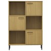 vidaXL Solid Pine Wood Bookcase, Rustic Brown Free-Standing Bookshelf with Metal Legs & 6 Compartments - 4 of 4