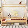 TIRAMISUBEST Twin/Full Size House Platform Bed with 2-Step Stairs, Kids Open Tent Bed with A Triangular Prism Frame - 3 of 4