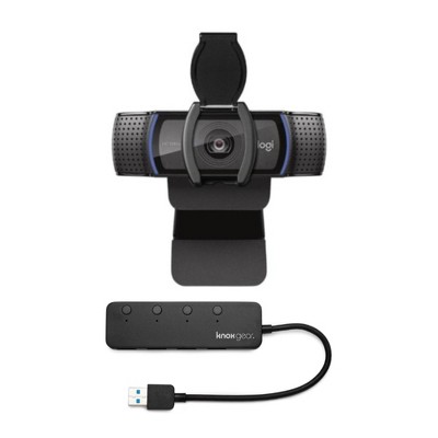 Logitech C920S Pro HD Webcam Bundled with Knox Gear 4-Port 3.0 USB Hub