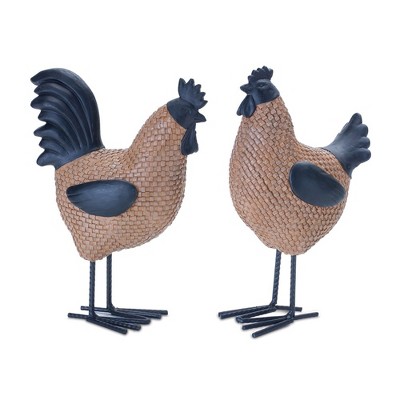 Melrose Wicker Hen and Rooster Decor (Set of 2)
