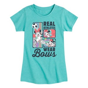 Girls' - Disney - Real Athletes Wear Bows Fitted Short Sleeve Graphic T-Shirt - 1 of 4