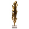 HomeRoots 26" Antiqued Gold And White Aluminum And Marble Leaf Tabletop Sculpture - 4 of 4