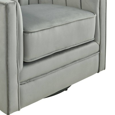 Contemporary Royale Gun Metal Velvet Swivel Accent Chair