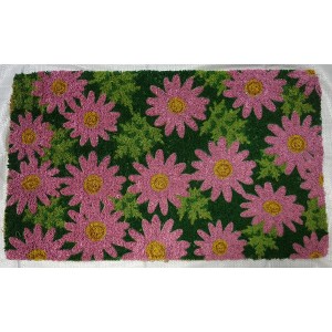 HomeRoots 18" X 30" Pink and Green Coir Floral Outdoor Spring Door Mat - 1 of 4