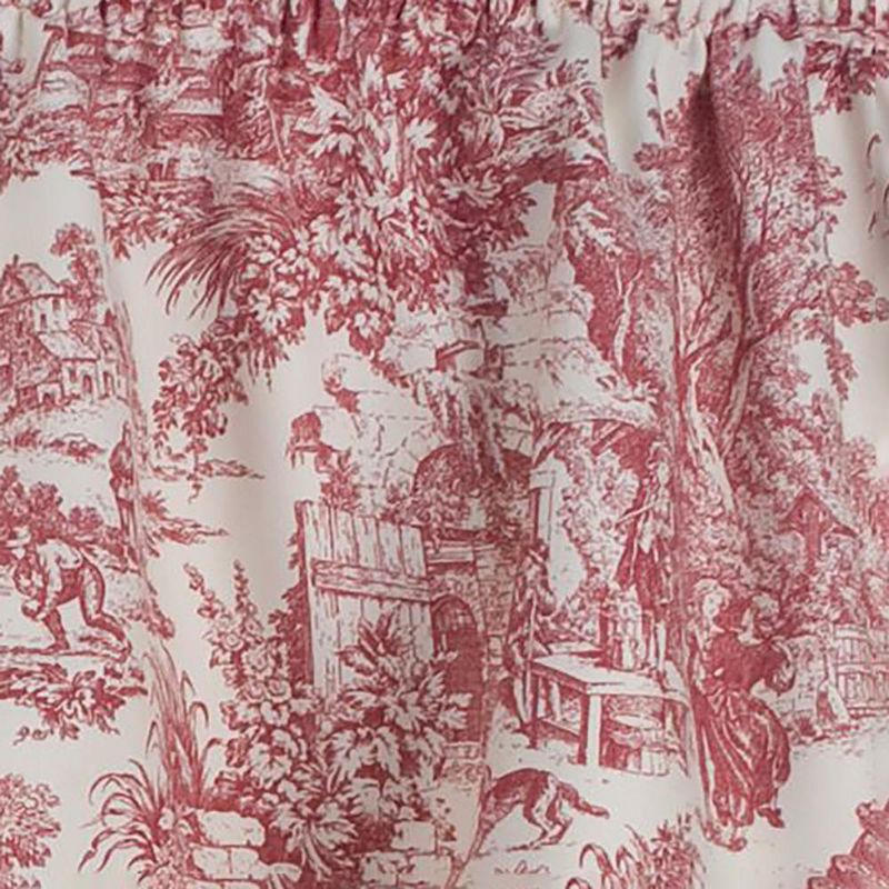 Victoria Park Toile 2-Piece Classic Print Window Valance 70" x 28" Red by Ellis Curtain, 3 of 4