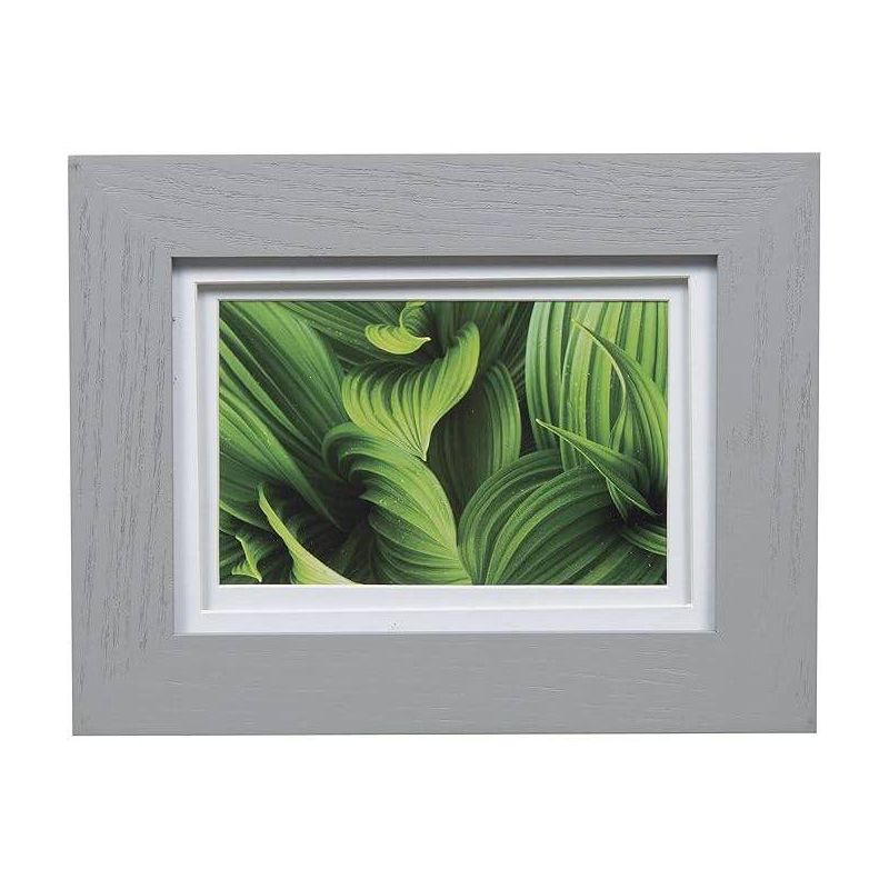 Gallery Solutions 5&#34;x7&#34; Flat Gray Tabletop Wall Frame with Double White Mat 4&#34;x6&#34; Image, 1 of 5