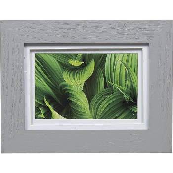Gallery Solutions 5"x7" Flat Gray Tabletop Wall Frame with Double White Mat 4"x6" Image