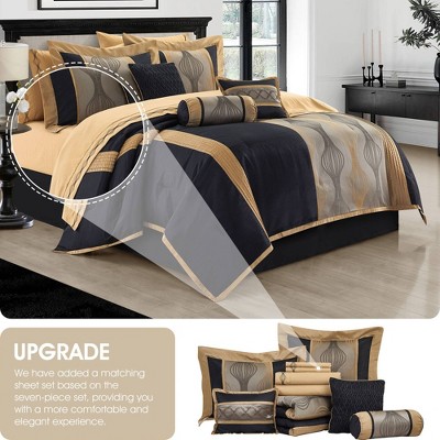 King Black and Gold Microfiber 15-Piece Comforter Set