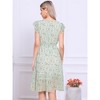 Allegra K Women's Floral Flutter Sleeves V Neck Smocked Ruffle Sundresses - 4 of 4