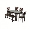 6-Piece Dining Table Set with Bench and 4 Chairs, Modern Farmhouse Style, Brown Wood Dining Room Set for Kitchen or Home (Brown Table and Chair Set) - 3 of 4