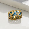 Ross-Simons Italian 14kt Yellow Gold Wave Ring With Blue Enamel - 4 of 4