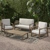 Christopher Knight Home Bringier Outdoor Acacia Wood 4 Seater Chat Set with Water Resistant Cushions - 2 of 4