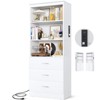 Aheaplus 6-Tier Tall Cabinet with USB Ports and Outlets, Storage Cabinet with Drawers and Open Shelves - 2 of 4