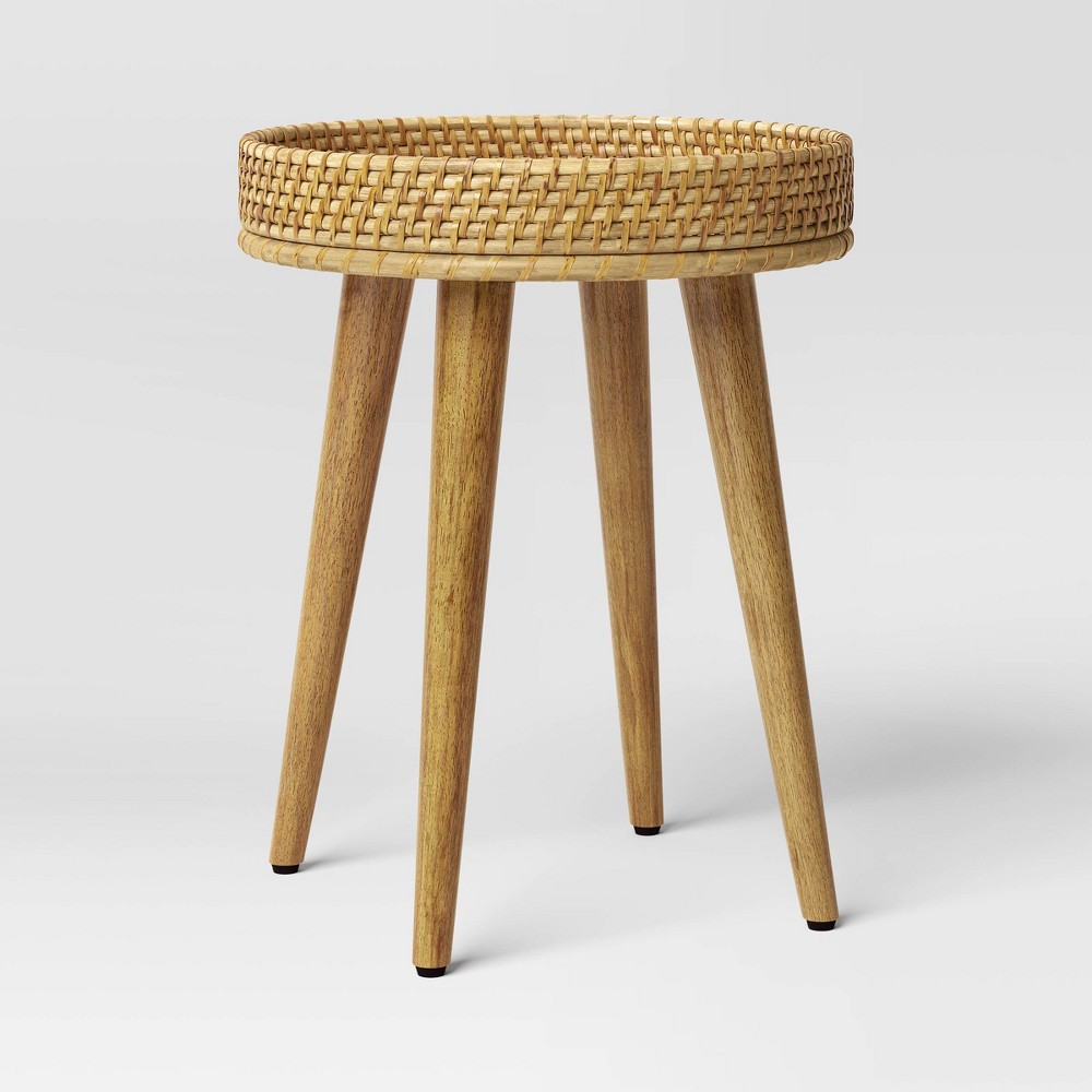 Photos - Dining Table Round Natural Woven Accent Table (KD) - Threshold™