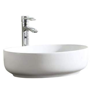 Fine Fixtures Oval Shaped Thin Edge Vessel Bathroom Sink Vitreous China Without Overflow
