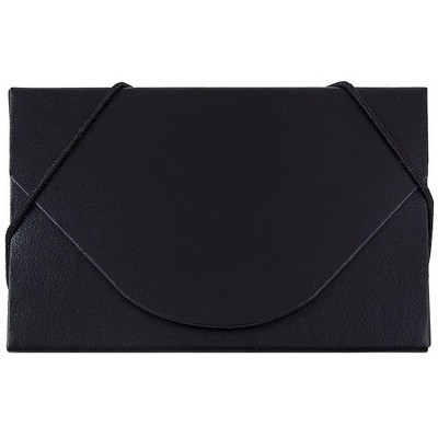 JAM Paper Colorful Business Card Holder Case w/Round Flap Matte Black Chipboard 369031714