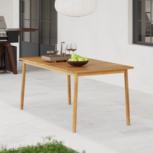Outdoor Acacia Wood Dining Table,Rectangular Patio Kitchen Table with Slatted Tabletop,Wood Dining Table for Garden or Deck-Coolbibila - 1 of 4