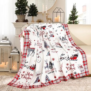 Lomsoe Christmas Throw Blanket Christmas Reindeer Blanket Ultra Soft Flannel Blankets Winter Warm Bed Blankets Xmas Holiday Decor. - 1 of 4