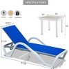 GlasFlength Patio Chaise Lounges Adjustable Aluminum Chair with Arm and Table All Weather for Pool Lounge, Blue, 67.06"*27.07"*37.18" - 3 of 4