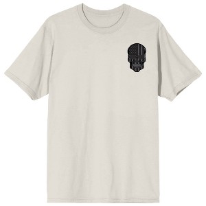 Skull American Flag Adult Sand Crew Neck Short Sleeve T-shirt - 1 of 4