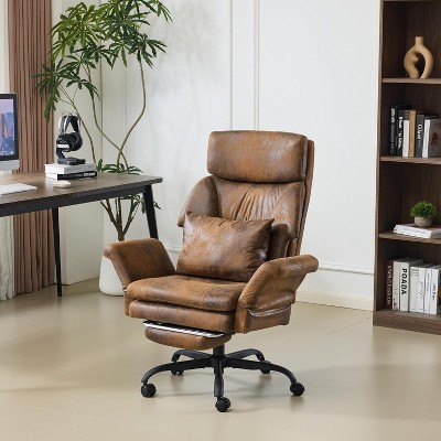VINGLI Adult 100-130° Reclining Tall & Big Office Chair with Foot Rest & Adjustable Armrests, Ergonomic Comfy Wide-Seat Gamer Chair, Microfiber