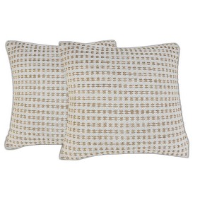 HomeRoots Set of Two 20" Ivory And Natural Striped Cotton And Jute Throw Pillows - 1 of 3