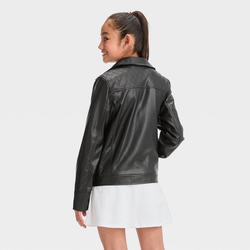 Girls' Faux Leather Moto Jacket - art class™, 3 of 5