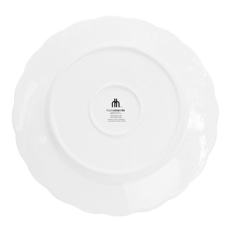 Hometrends Ultra Durable 4 Piece 10.5 Inch Fine Ceramic Embossed Dinner Plate Set in White, 3 of 6