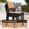 Crestlive Products 7pc Outdoor Dining set for 6 People Patio Rectangle Table Aluminum Frame with Wood-Like Tabletop and Umbrella Hole - 4 of 4