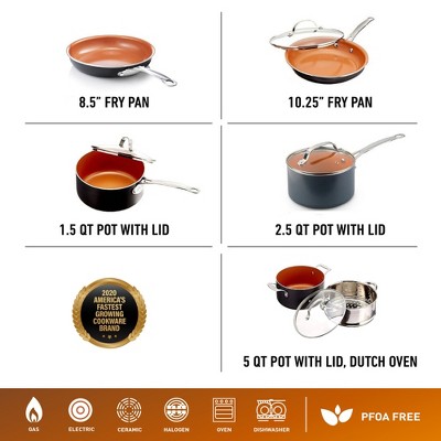 Gray and Copper 12-Piece Nonstick Aluminum Cookware Set