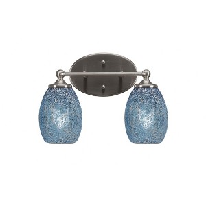Toltec Lighting Capri 2 - Light Vanity in  Brushed Nickel with 5" Turquoise Fusion Shade - 1 of 2