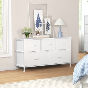 5-Drawer Fabric Dresser with Steel Frame, TV Stand Storage Organizer, 88 lb Top Load, for Bedroom Closet Entryway - 1 of 4