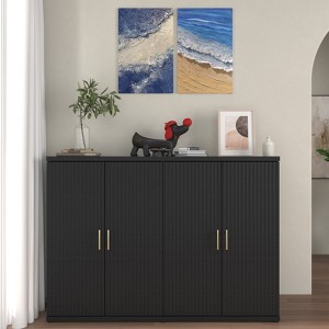 Brafabhome Accent Fluted Sideboard Buffet Cabinet with 4 Doors, Modern Credenza Storage Cabinet with Adjustable Shelves for Living Room Dinning Room - 1 of 4