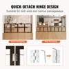 VEVOR Free Standing Dog Gate, 32" H x 96.5" W Freestanding Pet Gate, 4 Panels Foldable Dog Gate,Expandable Dog Barrier with Silent Foot Support ,Brown - 4 of 4