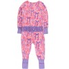 RuffleButts SoftSnooze Baby Girls Ruffle One Piece Convertible Pajamas - 2 of 4