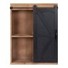 Kate and Laurel Cates Wood Wall Storage Cabinet with Sliding Barn Door, 21.25x27.5, Rustic Brown and Black - 2 of 4