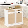 Rattan Double Tilt Out Trash Cabinet, Freestanding Trash Cabinet for Kitchen Dining Living Room, Hidden Garbage Bin Cabinet Storage Holder, White - 2 of 4