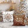 Christmas Throw Pillow Covers 18x18 Set of 4, Merry Christmas Winter Xmas Snowflake - Brown - 3 of 3