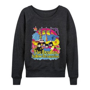 Women's - The Beatles - Vintage Yellow Submarine Lightweight French Terry Wide Neck Long Sleeve Graphic Shirt - 1 of 4
