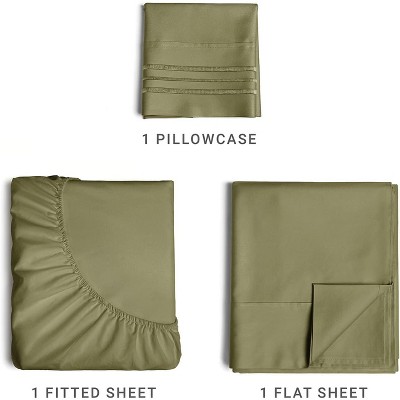Twin Sage Green Microfiber Stripe Sheet Set for Kids