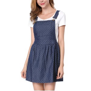 Allegra K Women's Printed Adjustable Straps Mini Chambray Pinafore Dress - 1 of 4