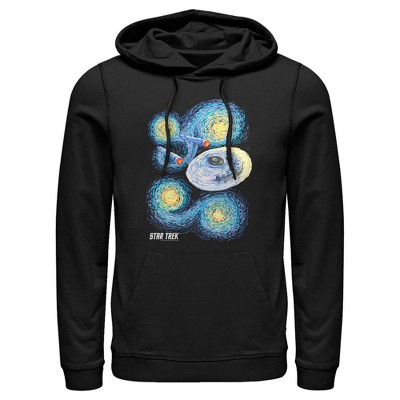 Men's Star Trek Starry Night Uss Enterprise Pull Over Hoodie - Black ...