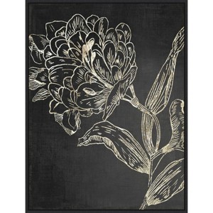 22" x 30" Golden Flower Folklore II by Asia Jensen Framed Canvas Wall Art Black - Amanti Art: Modern Lithograph, Sawtooth Back Mount - 1 of 4