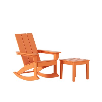 WestinTrends Modern Adirondack Outdoor Rocking Chair with Side Table Set