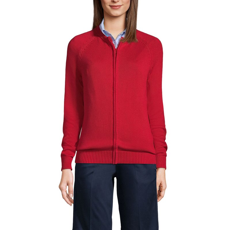 Lands' End School Uniform Women's Cotton Modal Zip-front Cardigan Sweater, 3 of 5