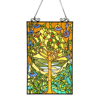 Chloe Lighting Eden Tiffany-Glass "tree Of Life" Window Panel 20x32