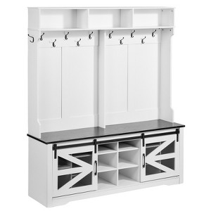 VEVOR Hall Tree Entryway Bench,Coat Rack with Shoe Storage, 59" Wide Mudroom bench with Storage and Seating, Adjustable Shelves and 12 Hanging Hooks - 1 of 4