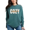 Cozy Season Layered Cursive - Women's Garment Dyed Long Sleeve Graphic T-Shirt - 3 of 4