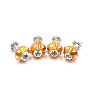 Unique Bargains Aluminum Alloy Decorative Car Motorcycle License Plate Bolt Screw 4 Pcs - 1 of 3